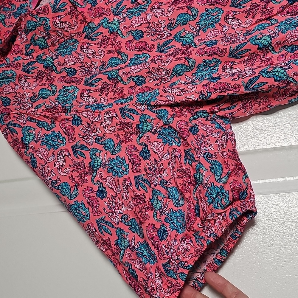 Simply Southern sm Pink and Blue Ocean Seahorse Pattern Maxi Dress - Picture 7 of 14